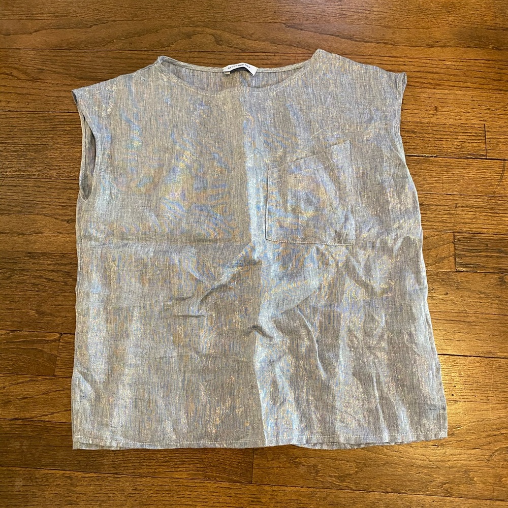 Attitude 157 Shimmery Loose Sleeveless Blouse